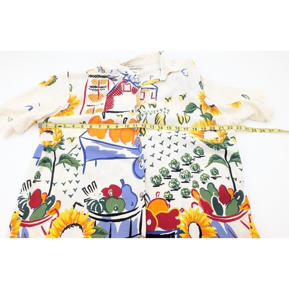 Kathie Lee Graphic Pumpkin Patch Fall Short Sleeve Button Shirt Blouse Size L/XL - Picture 3 of 8